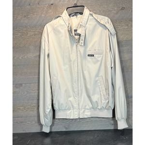 Members Only Men Collar Strap Athletic Sports Jacket Size M Tan Long Sleeve